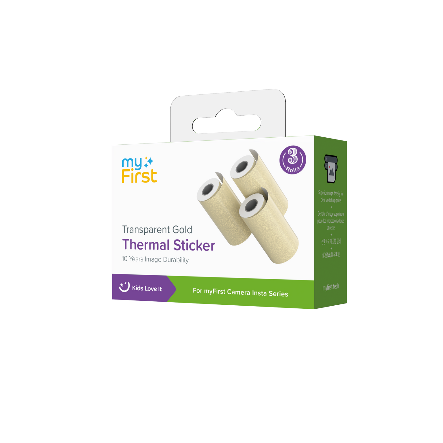 myFirst ملصق حراري لكاميرا شفاف باللون الذهبي